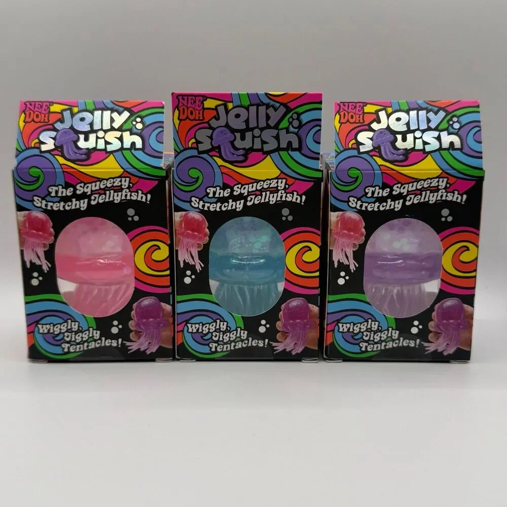 Schylling - NeeDoh Jelly Squish: Solid Squishy Toys (3 Pack) 1 of Each Color